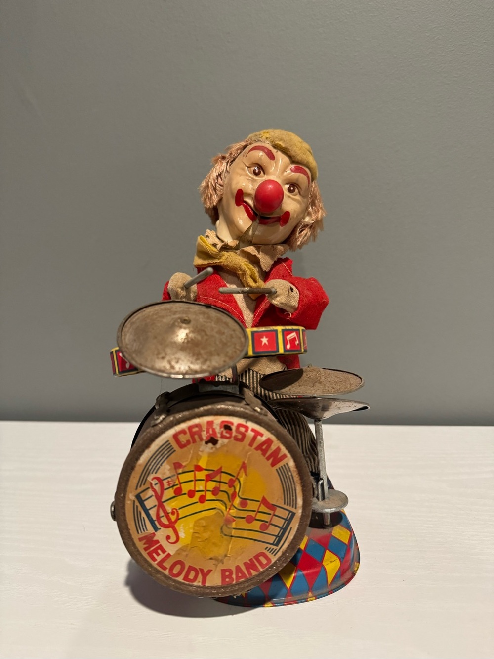 Vintage Cragstan Melody Band Clown Drummer Figurine -see description